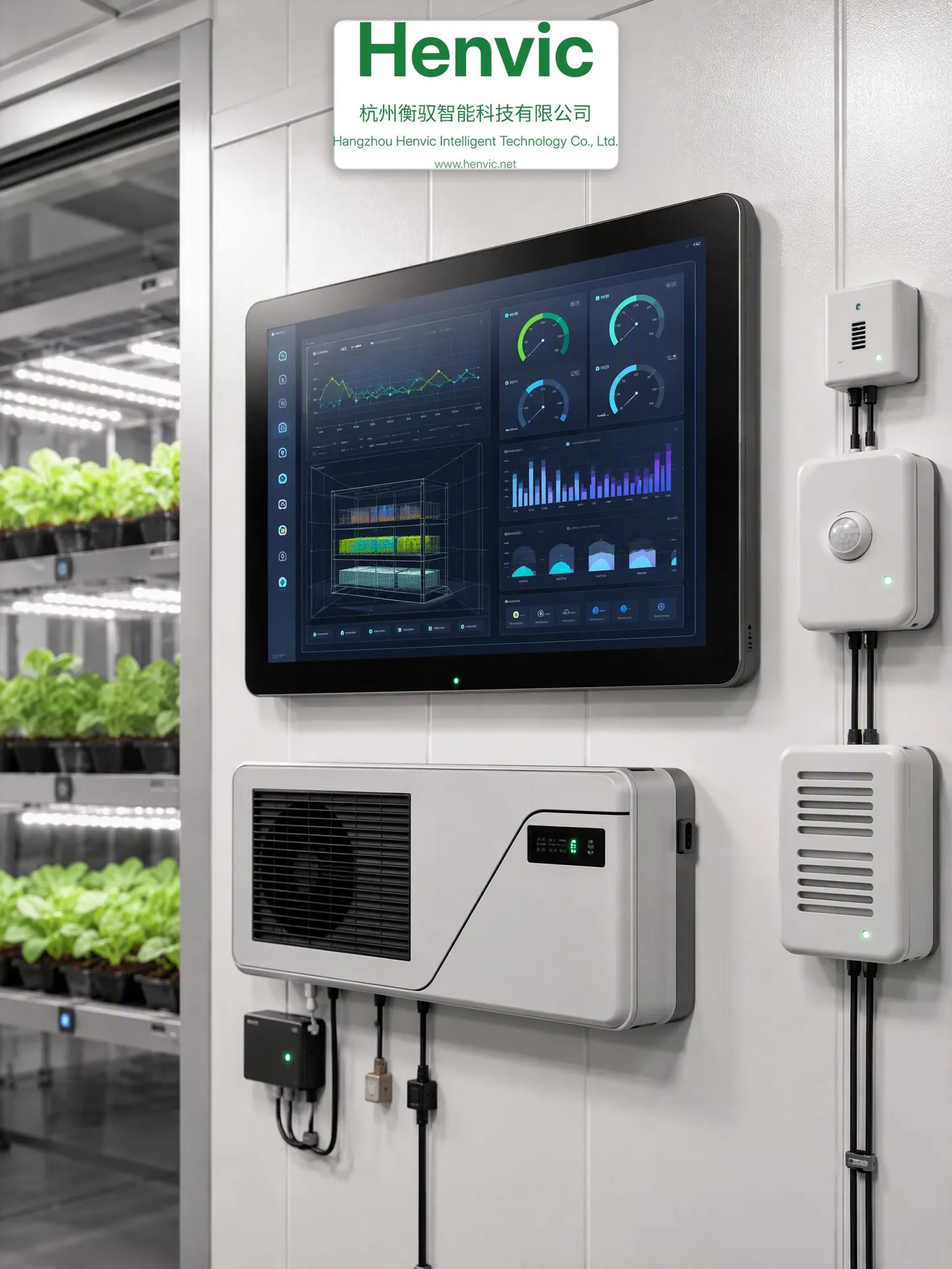 Vertical hydroponic cultivation system inside the growing cabin